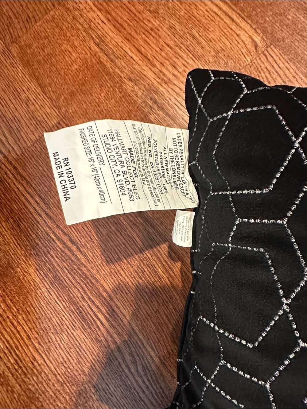 Black Hexagon Stitch Accent Pillow - Picture 3 of 3